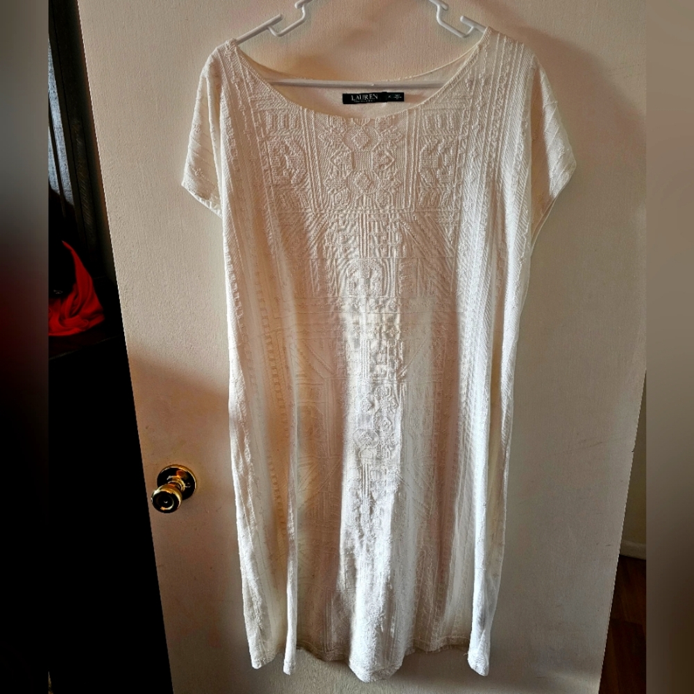 Ralph Lauren, dress, only worn one time, white, XL, lace design